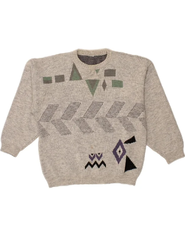 Hot Deal VINTAGE Womens Crew Neck Jumper Sweater UK 20 2XL Green Geometric
