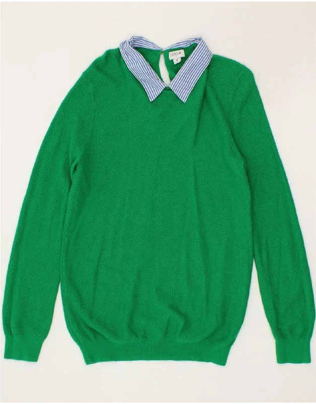 Best Deals J. CREW Womens Polo Neck Jumper Sweater UK 12 Medium Green Cotton
