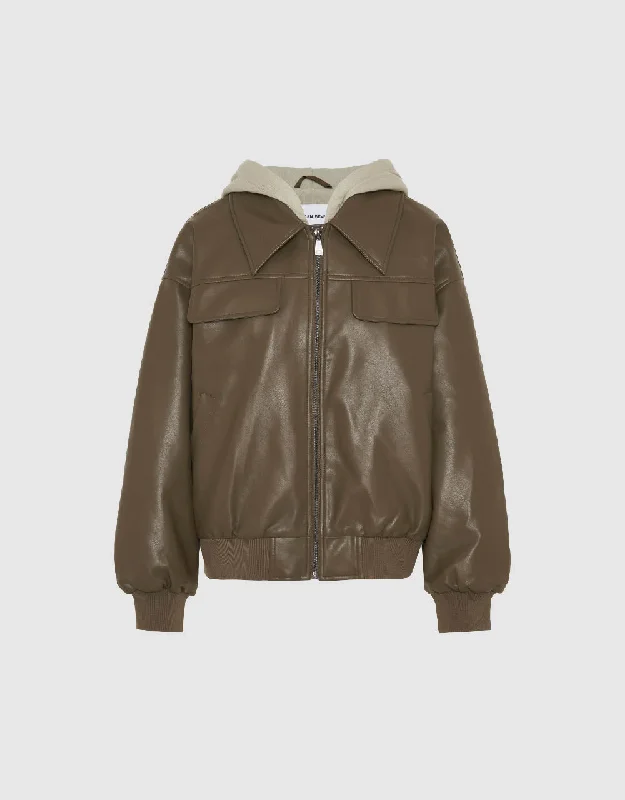 Price Meltdown Zipper Front Vegan Leather Padded Coat