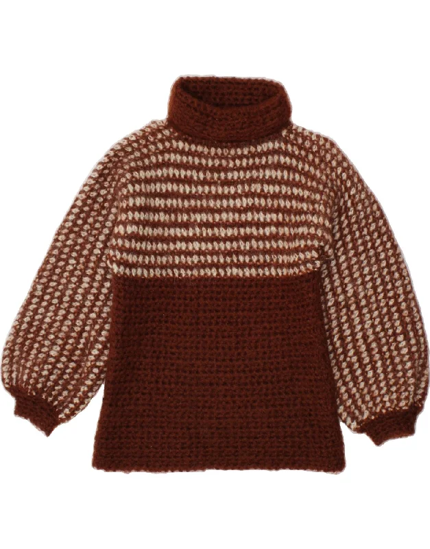 Friends and Family Sale VINTAGE Womens Roll Neck Jumper Sweater UK 14 Medium Brown Striped