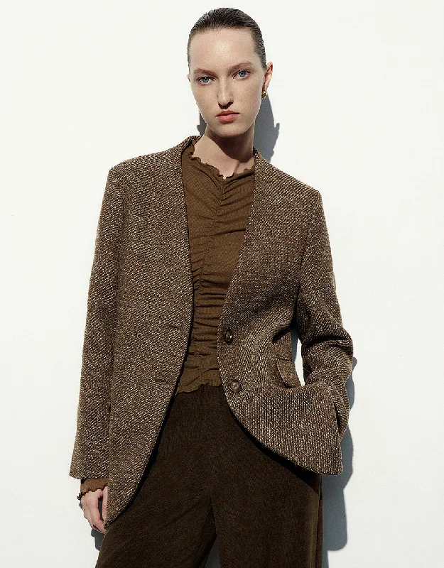 Special Savings Straight V-Neck Blazer Coat