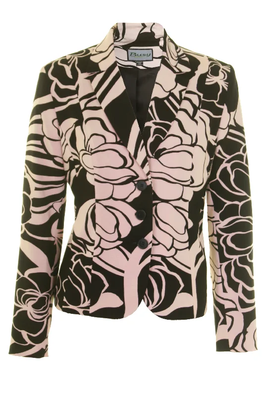 Flash Deals Busy Clothing Women Pink and Black Summer Flowers Jacket