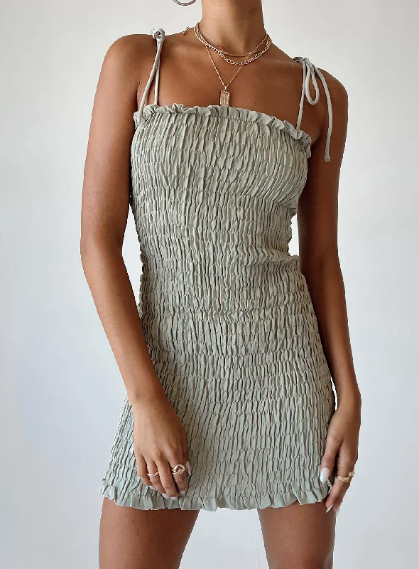 One-DAY Sale Sherry Mini Dress Sage