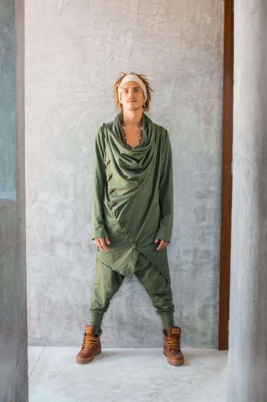 Price Drop KENOBI Forest Green - Stylish Jedi Style Asymmetric Hoodie