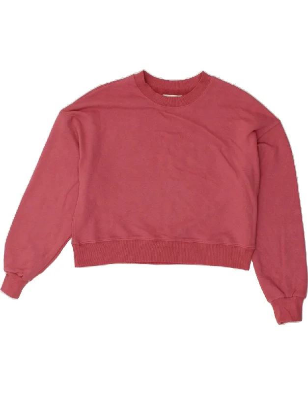 Lowest Prices PULL & BEAR Womens Oversized Crop Sweatshirt Jumper UK 10 Small Pink
