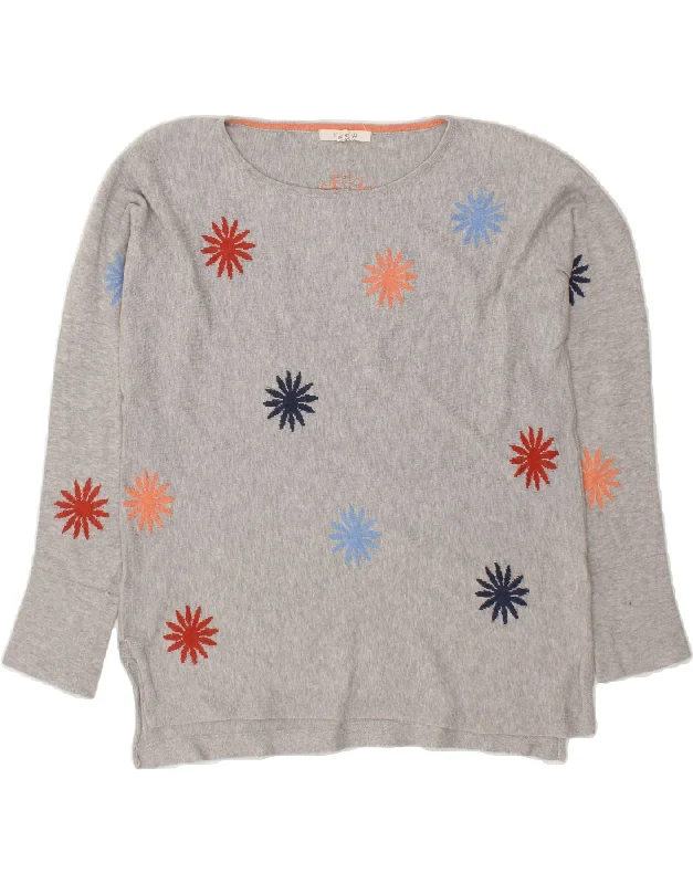 Weekend Special WHITE STUFF Womens Boat Neck Jumper Sweater UK 10 Small Grey Floral