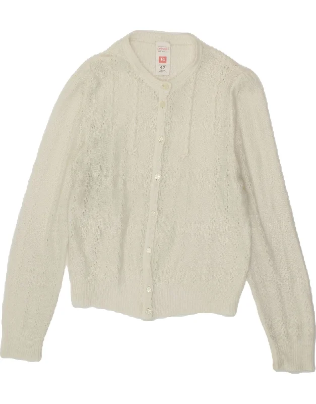 Overstock Sale ST MICHAEL Womens Cardigan Sweater UK 14 Medium  Off White Acrylic