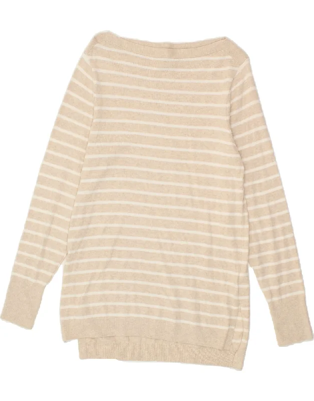 Big Savings J. CREW Womens Boat Neck Jumper Sweater UK 12 Medium Beige Striped