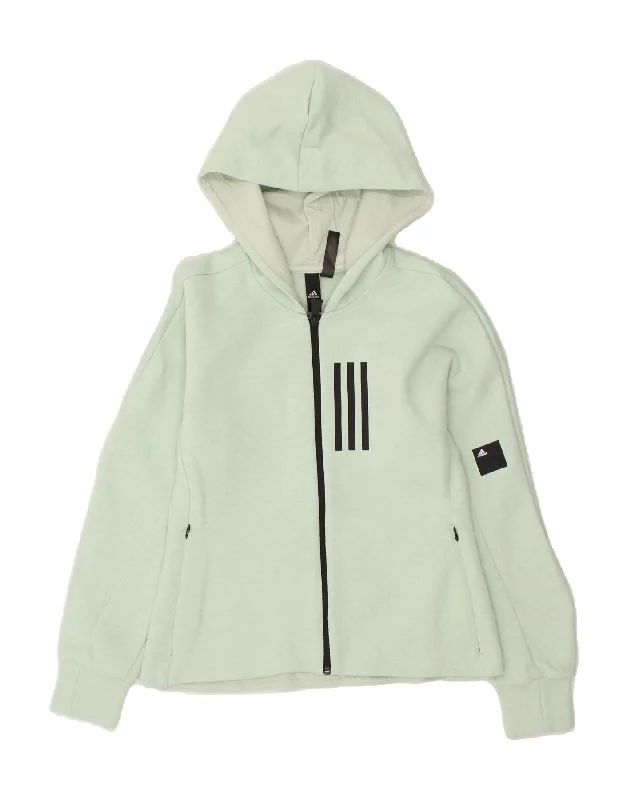Markdown Madness ADIDAS Womens Zip Hoodie Sweater UK 12/14 Medium Green Cotton