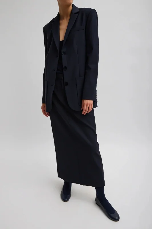 Blowout Deals Tibi Tropical Wool Max Blazer - Navy
