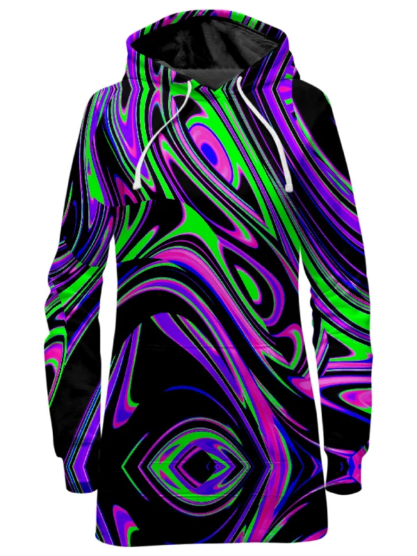 Value Deals Violet and Lime Blackout Drip Hoodie Dress