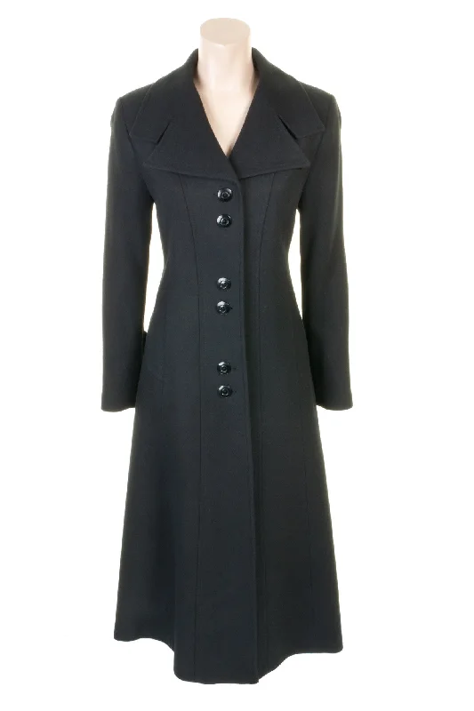 Super Sale Busy Clothing Womens Black Long Wool Blend Coat
