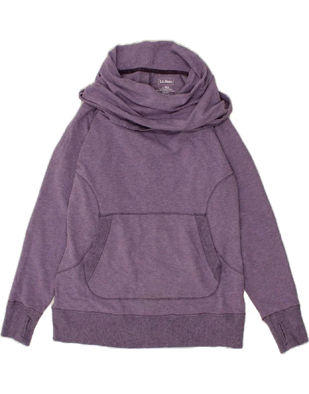 Limited Time Offer L.L.BEAN Womens Roll Neck Sweatshirt Jumper UK 16 Large Purple Cotton