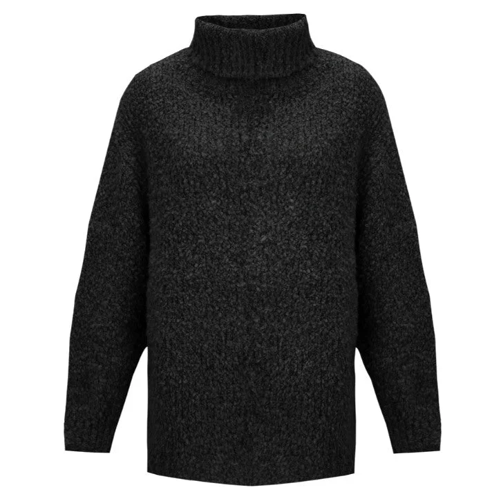 Factory Direct Sale Vinny Boucle Polo Neck in Charcoal Grey