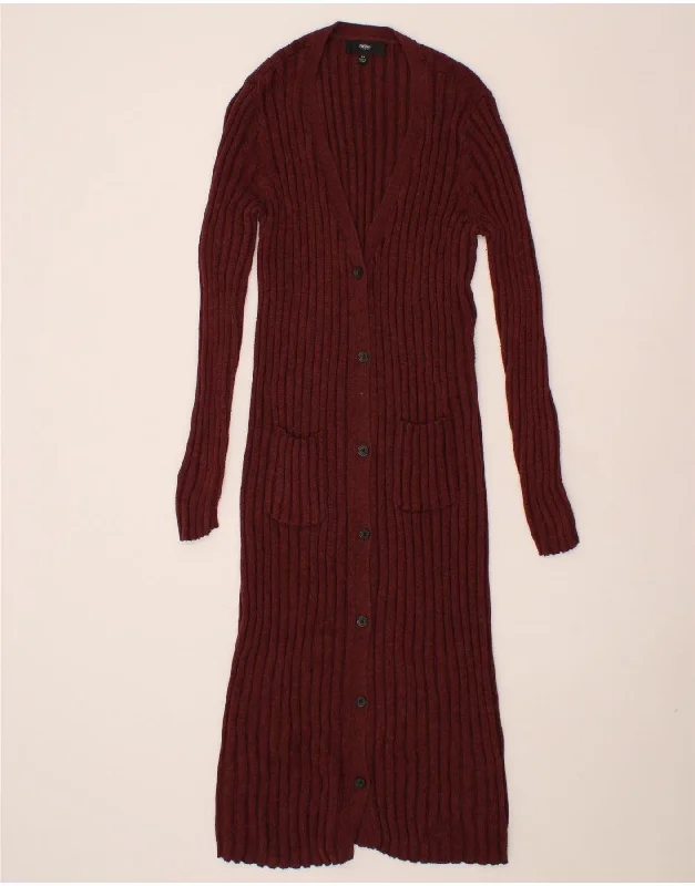 New Deals MOSSIMO Womens Longline Cardigan Sweater UK 10 Small Maroon
