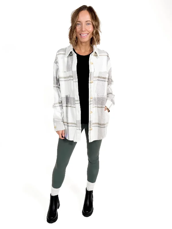 Price Drop THREAD & SUPPLY Harvey Shacket- GREY PLAID