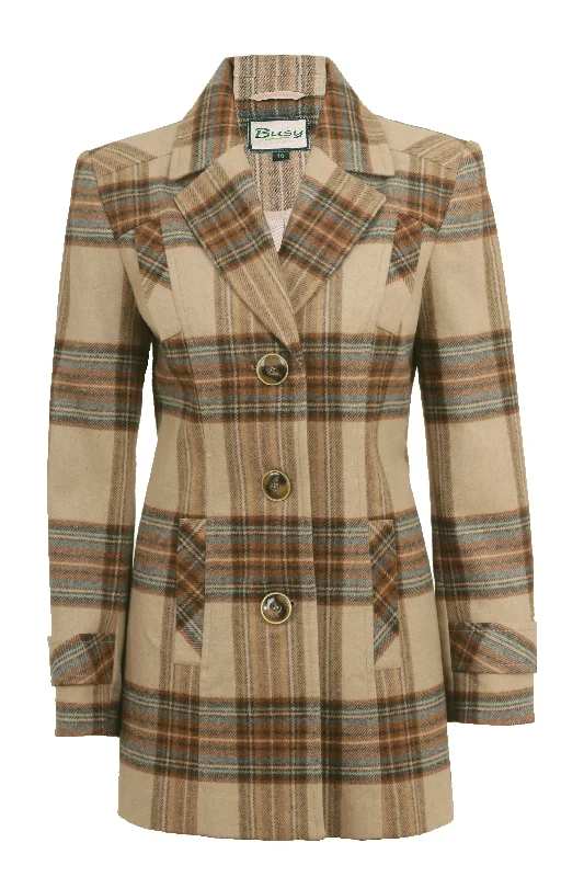 Get It Before It’s Gone Busy Clothing Women Wool Blend Beige Check Jacket Coat