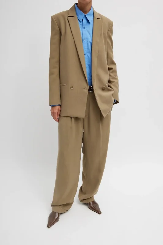 Mega Sale Tibi Fluid Suiting Double Breasted Blazer - Walnut