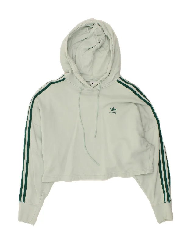 Big Discounts ADIDAS Womens Crop Hoodie Jumper UK 8 Small Green Cotton