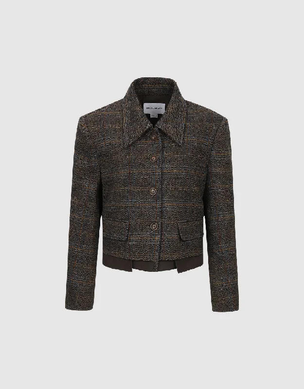 Discount Deals Plaid Straight Blazer Jacket