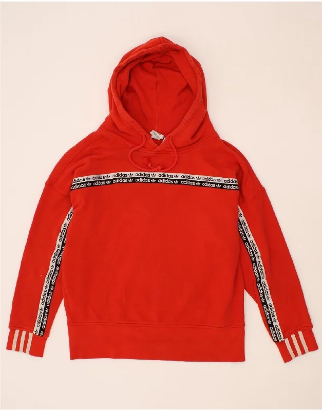 Final Clearance ADIDAS Womens Graphic Oversized Hoodie Jumper UK 10 Small Red Cotton