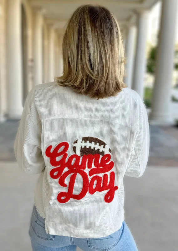 Price Reduction Red Football “GAME DAY”  Corduroy Jacket