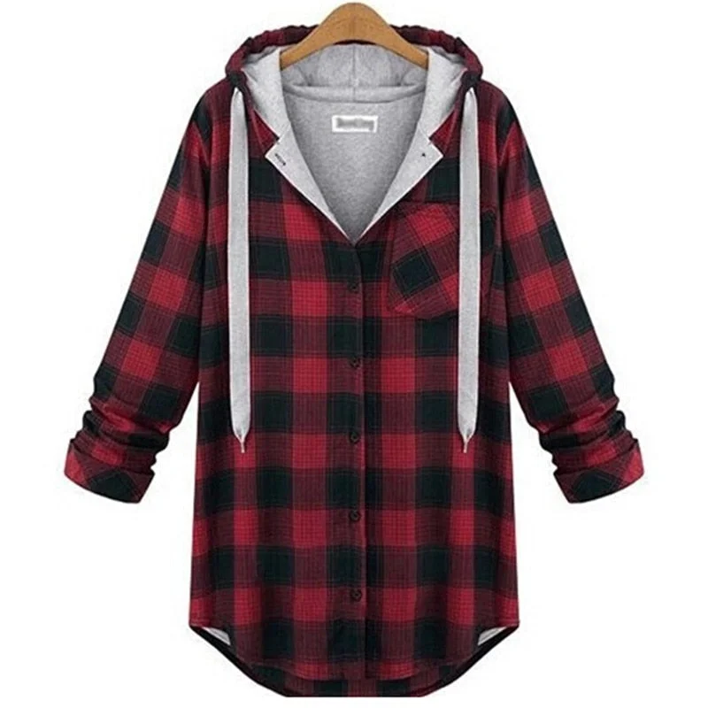 Fantastic Offers Autumn Plaid Workout/ Jogging Hoodies