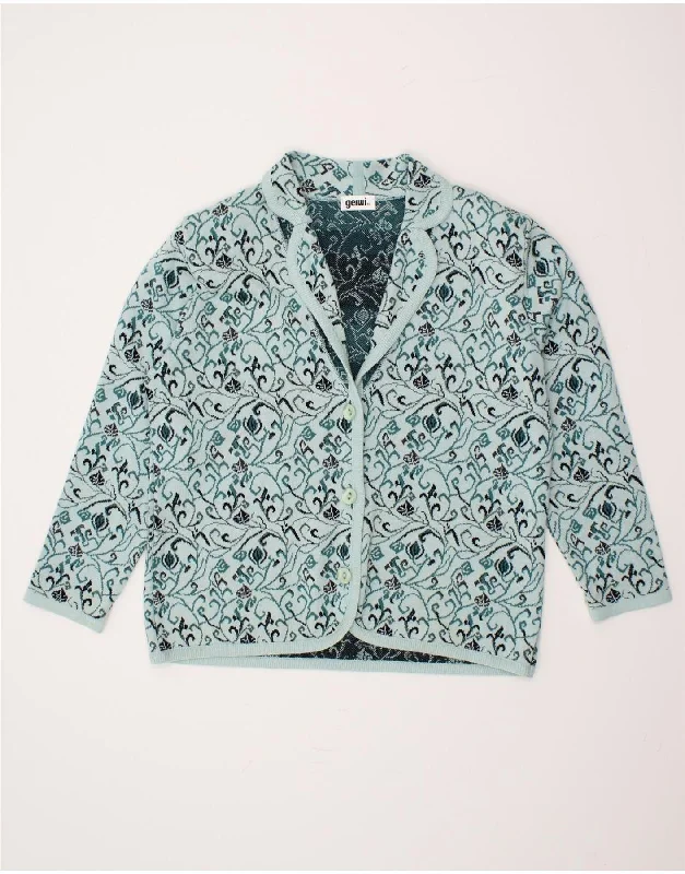 Weekend Flash Sale VINTAGE Womens Cardigan Sweater EU 46 XL Blue Paisley Cotton