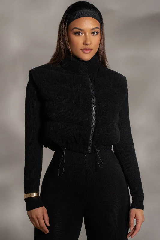 Sale Event Black Delma Ribbed Puffer Vest