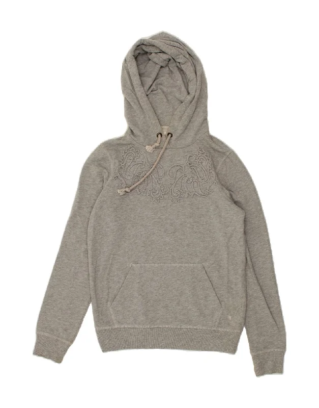 Limited Availability JACK WILLS Womens Loose Fit Graphic Hoodie Jumper UK 10 Small Grey Paisley