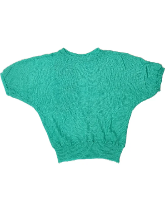 Major Savings VINTAGE Womens Batwing Crew Neck Jumper Sweater UK 14 Medium Turquoise