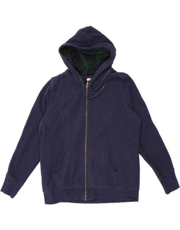 New Markdowns L.L.BEAN Womens Zip Hoodie Sweater UK 16 Large Navy Blue Cotton