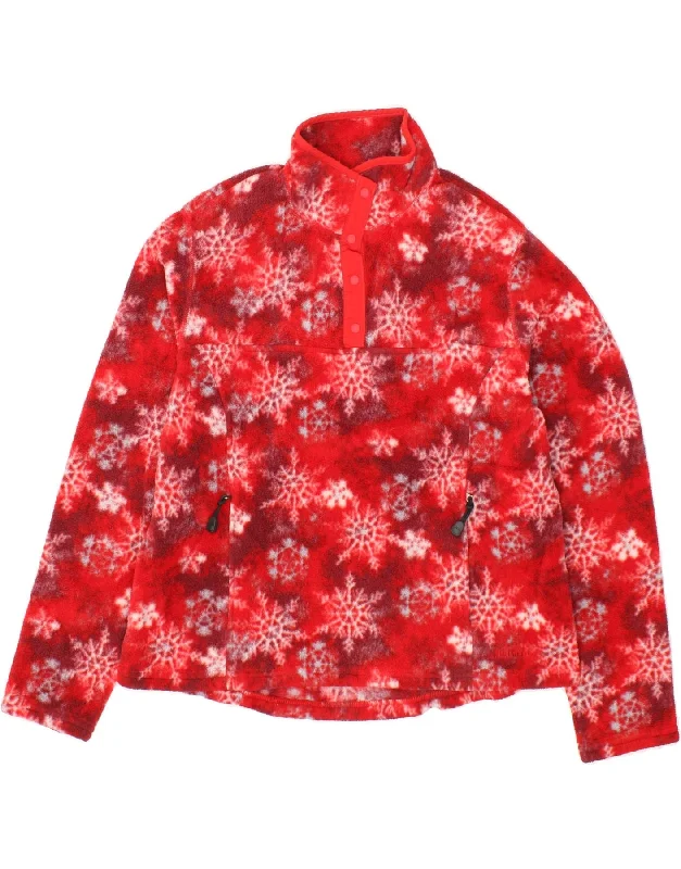 Price Rollback L.L.BEAN Womens Button Neck Fleece Jumper UK 16 Large Red Fair Isle