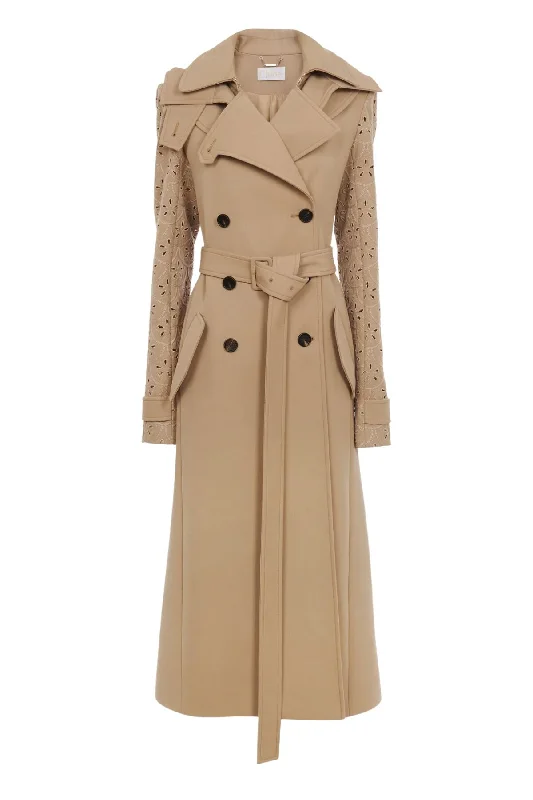 Low Prices Chloé Broderie Anglais Trench Coat - Pearl Beige