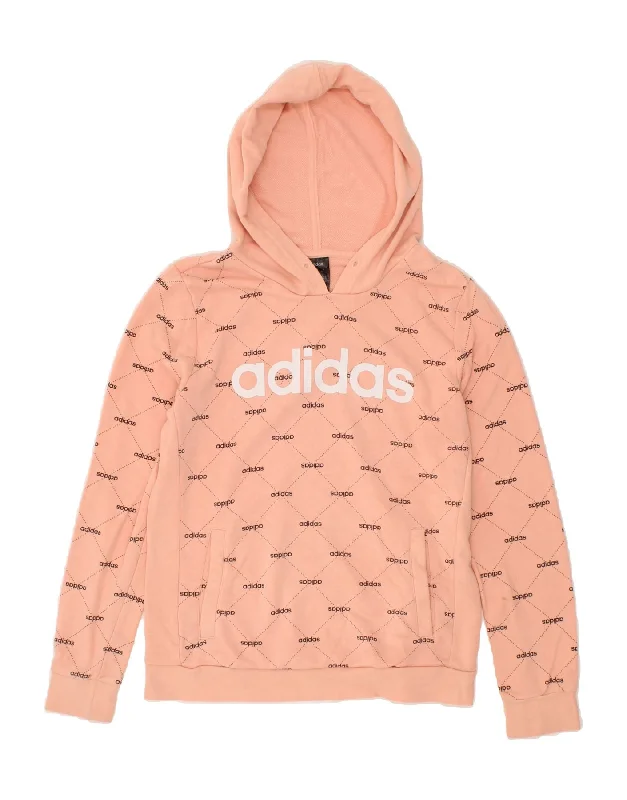 Daily Deals ADIDAS Womens Graphic Hoodie Jumper UK 12/14 Medium Pink Cotton