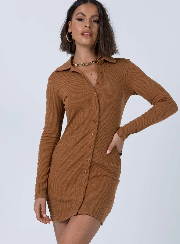 Deal Alert Downtown Mini Dress Brown