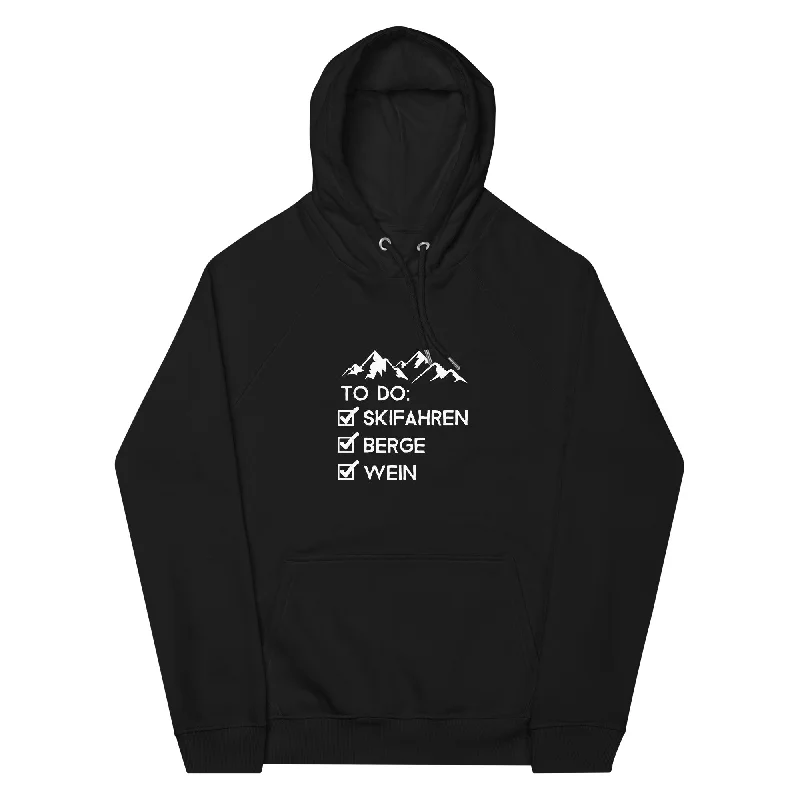 Overstock To Do Liste - Skifahren, Berge, Wein - Unisex Premium Organic Hoodie