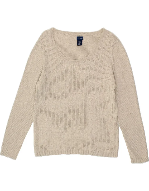 Loyalty Reward IZOD Womens Boat Neck Jumper Sweater UK 18 XL Beige Cotton