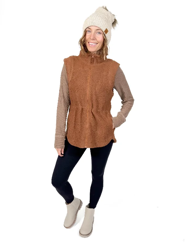 Bargain Blast Pine Grove Polar Fleece Vest- TOFFEE