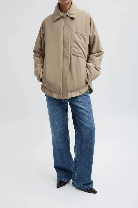 Final Clearance Tibi Clyde Padding Shirt Jacket - Tan