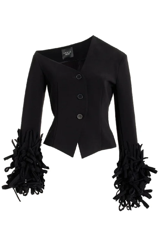Huge Discounts A.W.A.K.E. Mode Decorative Cuff Asymmetric Jacket - Black