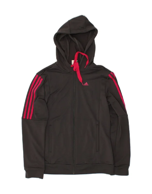 Warehouse Sale ADIDAS Womens Zip Hoodie Sweater UK 16/18 Large Grey Polyester