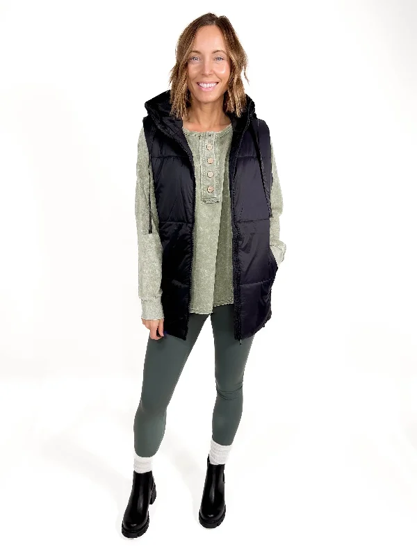 Limited Time MONO B In The Pines Puffer Vest- BLACK