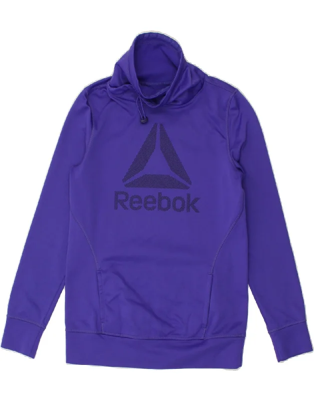 Great Deals REEBOK Womens Graphic Sweatshirt Jumper UK 8/10 Small Purple Polyester