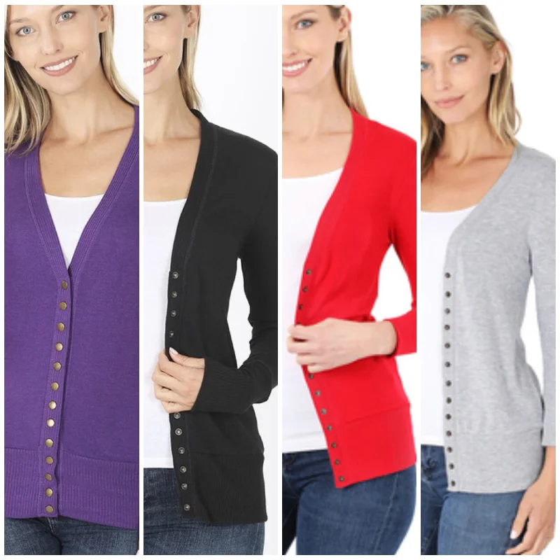 Deal Dash Snap Button Sweater Cardigan (Various Colors)