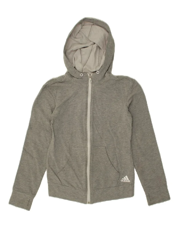 Limited Time Offer ADIDAS Womens Zip Hoodie Sweater UK 4/6 XS Grey Cotton