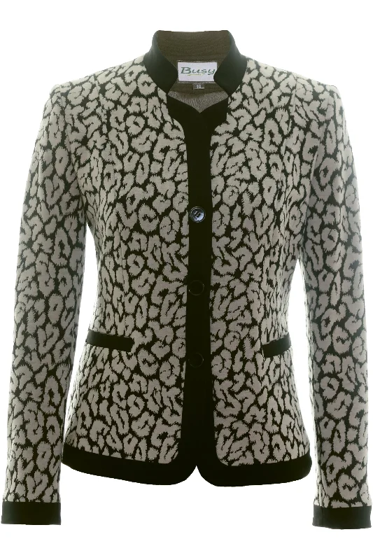 Take Advantage Busy Clothing Women Beige and Black Pattern Jacket
