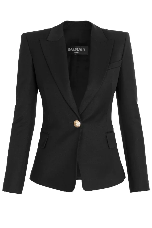 Savings Bonanza Balmain Single Button Wool Blazer - Black