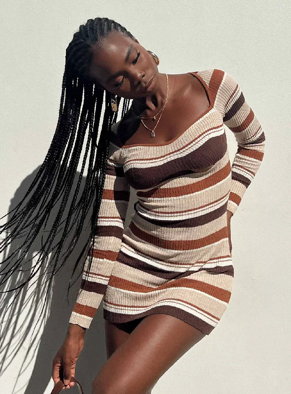 Final Markdown Domini Mini Dress Brown Multi