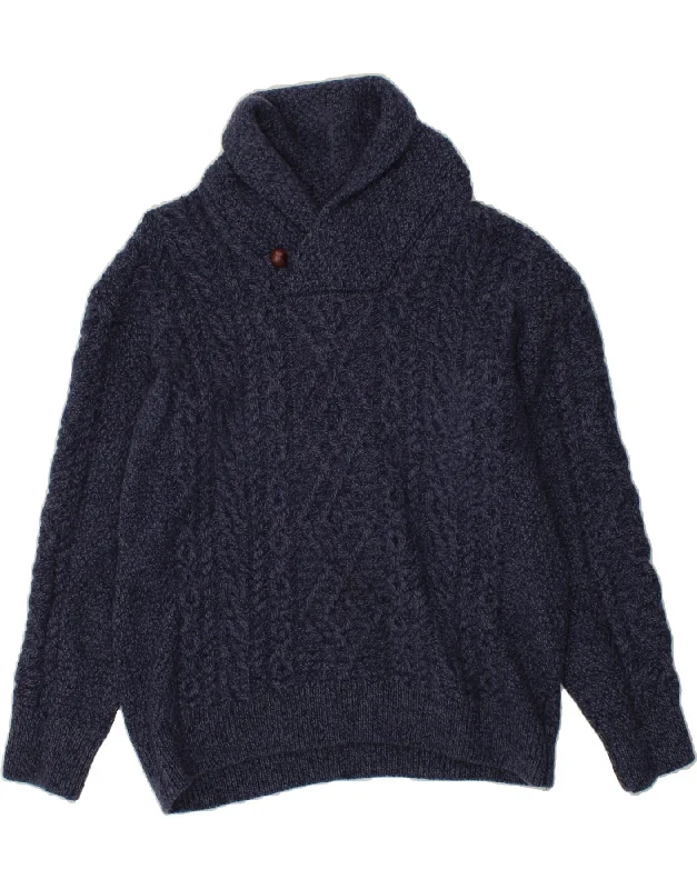 YEAR-End Sale ORIGINAL ARAN CO. Womens Shawl Neck Jumper Sweater UK 20 2XL Navy Blue